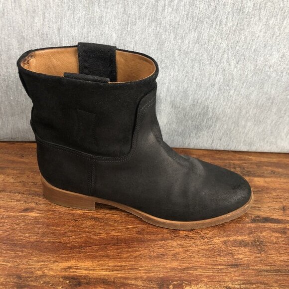 Rag & Bone Holly Womens Size 37 US 7 Black Waxy Suede Ankle Boots Italy Boho - Picture 5 of 10